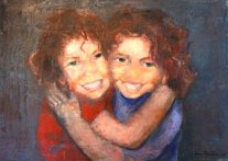 <i>Lara e Leah</i> - Olio su tela del 1997 - cm.50x70 (cod. FI9702)*