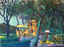 <i>La Casa nel bosco</i> - Olio su tela del 1948 - cm.54x73 (cod. PA4806)