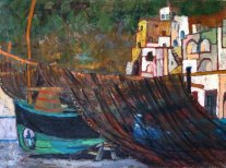 <i>Reti da Pesca</i> - Olio su tela del 1949 - cm.54x73 (cod. PA4903)