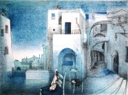 <i>Ricordo di un Paese (blu)</i> - litografia - cm.50x70 (cod.011)