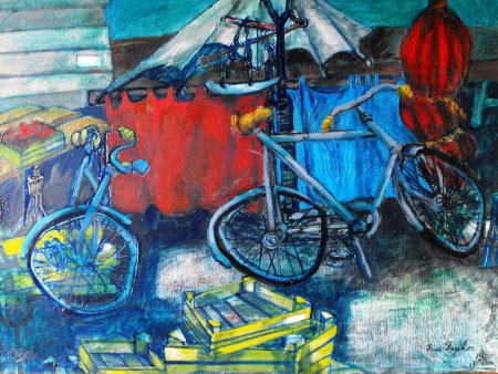 La Bicicletta come Primo Amore (The Bicycle as a First Love)- Olio su tela (Oil on canvas), 1954, cm. 54x73