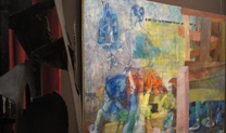 Terza sala - scultura di Alberto Baumann e quadro di Eva Fischer