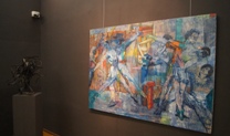 Terza sala - scultura di Alberto Baumann e quadro di Eva Fischer